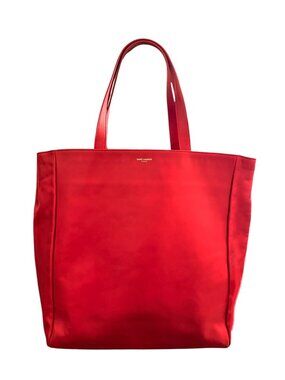 Yves Saint Laurent Red Calfskin Leather Tote Bag